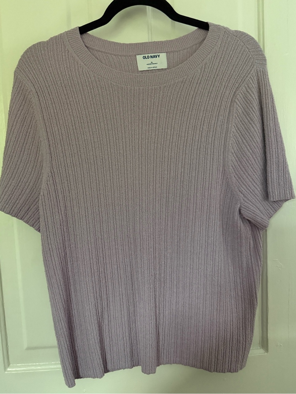 Old Navy Lavender Ribbed Short-Sleeve Sweater Top